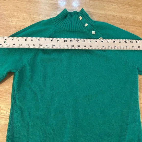Chaps Womens Green Mock Neck Button Detail Sweater XL 100% Cotton - Picture 4 of 8